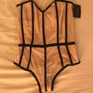 Brand new with tag - Nude ribbed bodysuit with black trim